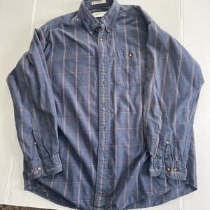Orvis Men’s L Cotton Blue Plaid Flannel Long Sleeve Button Oxford Shirt RN#70534